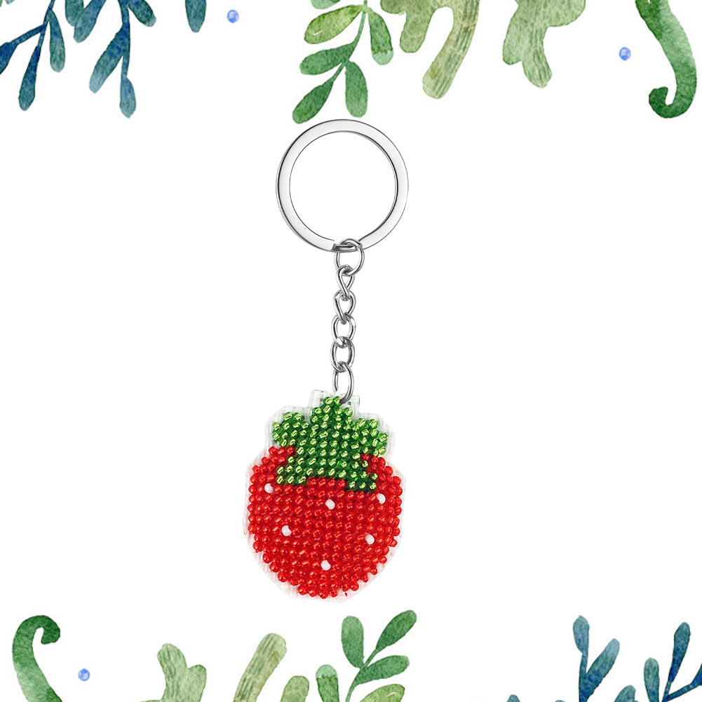 Strawberry Beaded Counted Cross Stitch Ornament Kit for Adults Beginners
