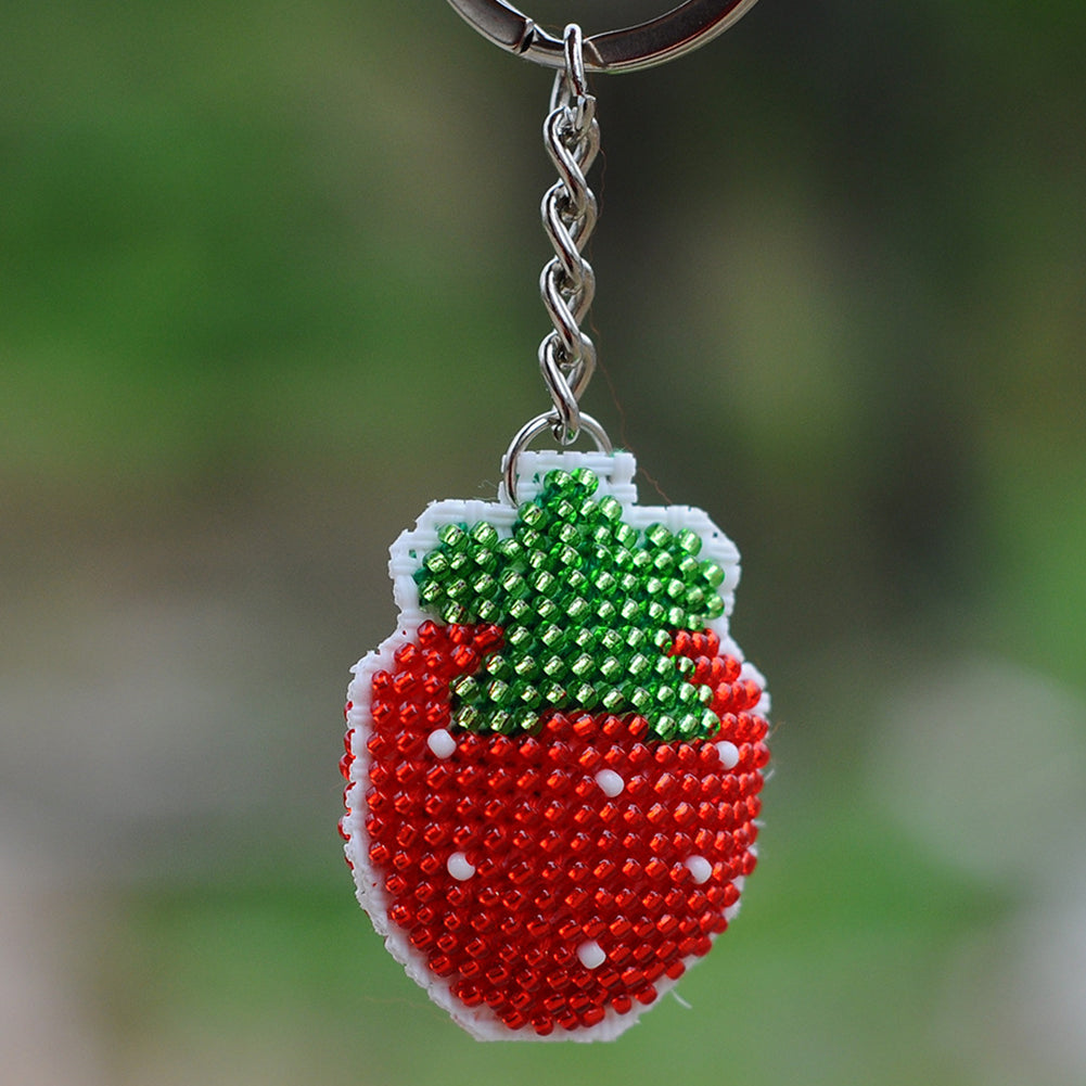 Strawberry Beaded Counted Cross Stitch Ornament Kit for Adults Beginners
