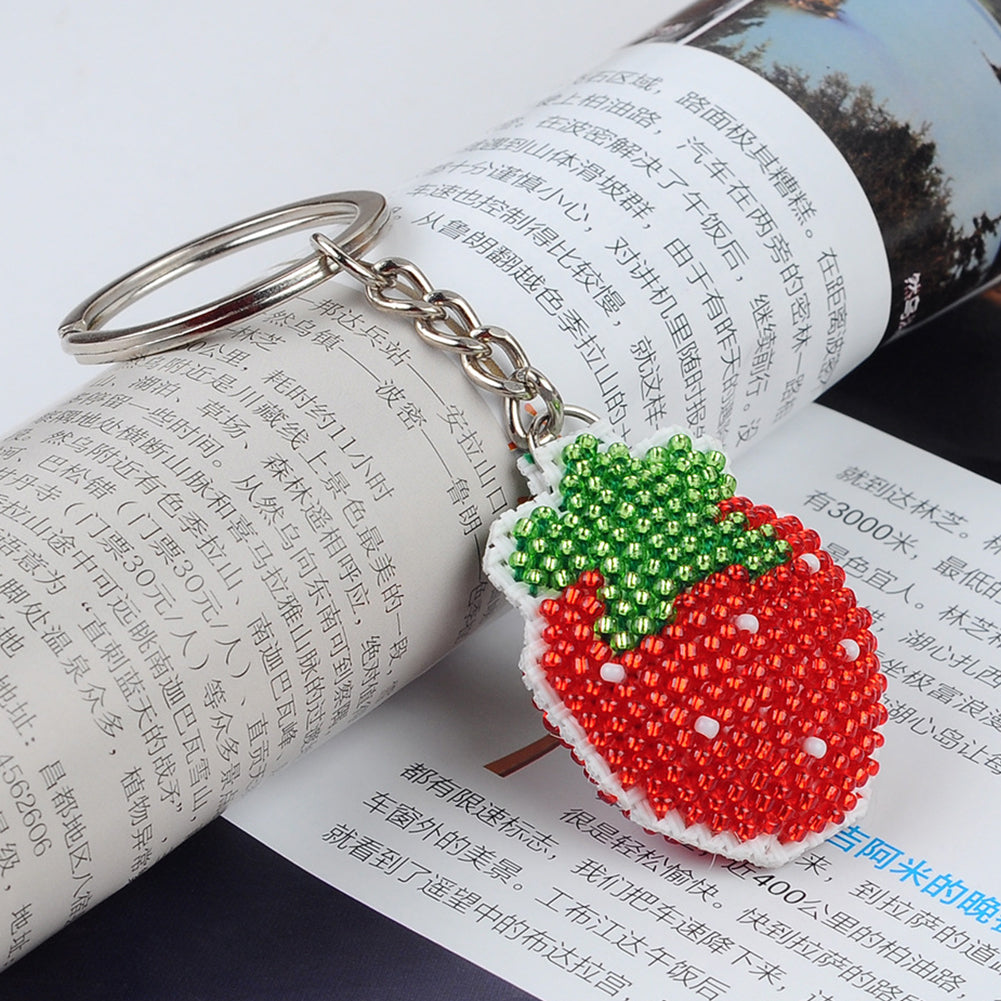 Strawberry Beaded Counted Cross Stitch Ornament Kit for Adults Beginners
