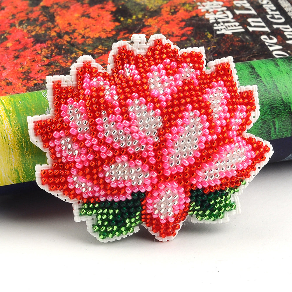 Lotus Beaded Counted Cross Stitch Ornament Kit for Adults Beginners
