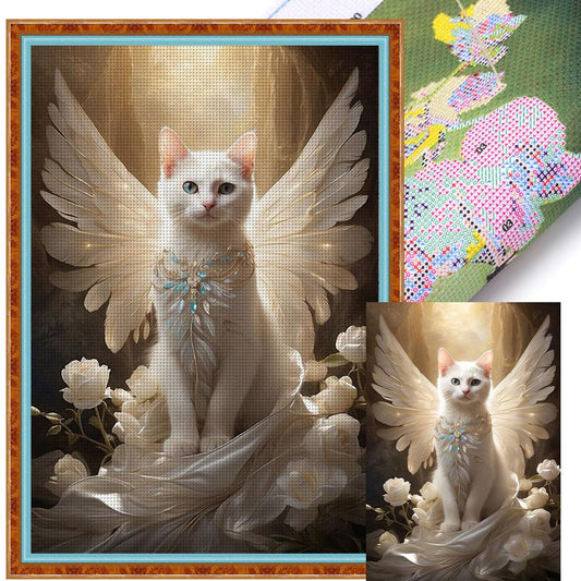 Angel Cat - Full 14CT Stamped Cross Stitch 40x60CM - Huacan