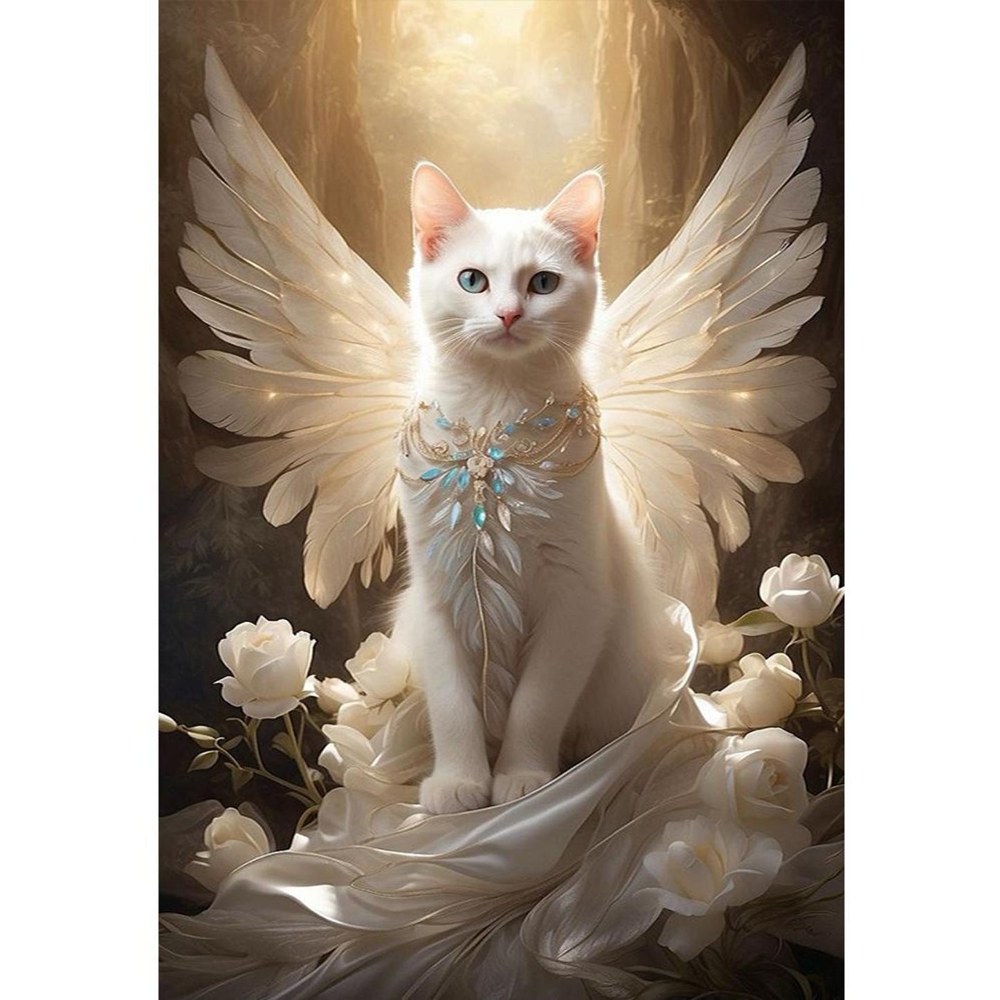 Angel Cat - Full 14CT Stamped Cross Stitch 40x60CM - Huacan
