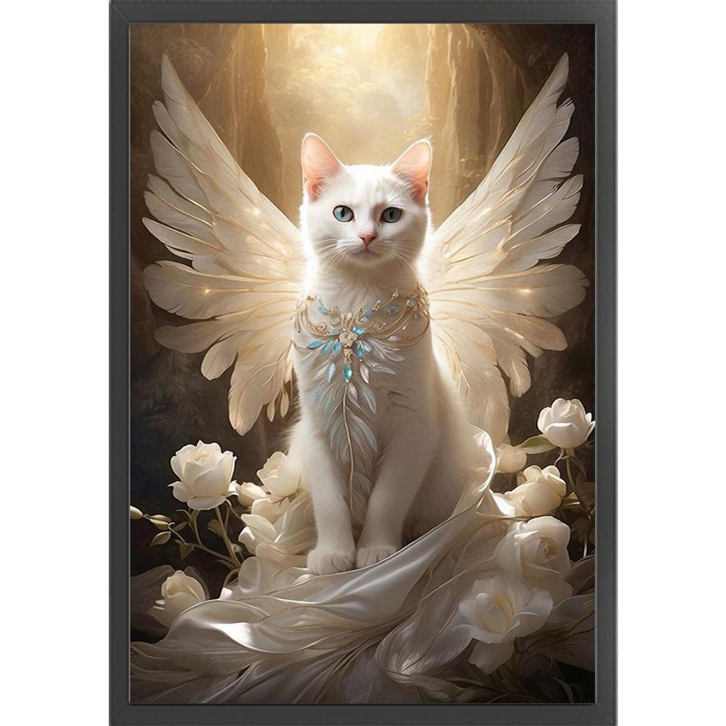 Angel Cat - Full 14CT Stamped Cross Stitch 40x60CM - Huacan