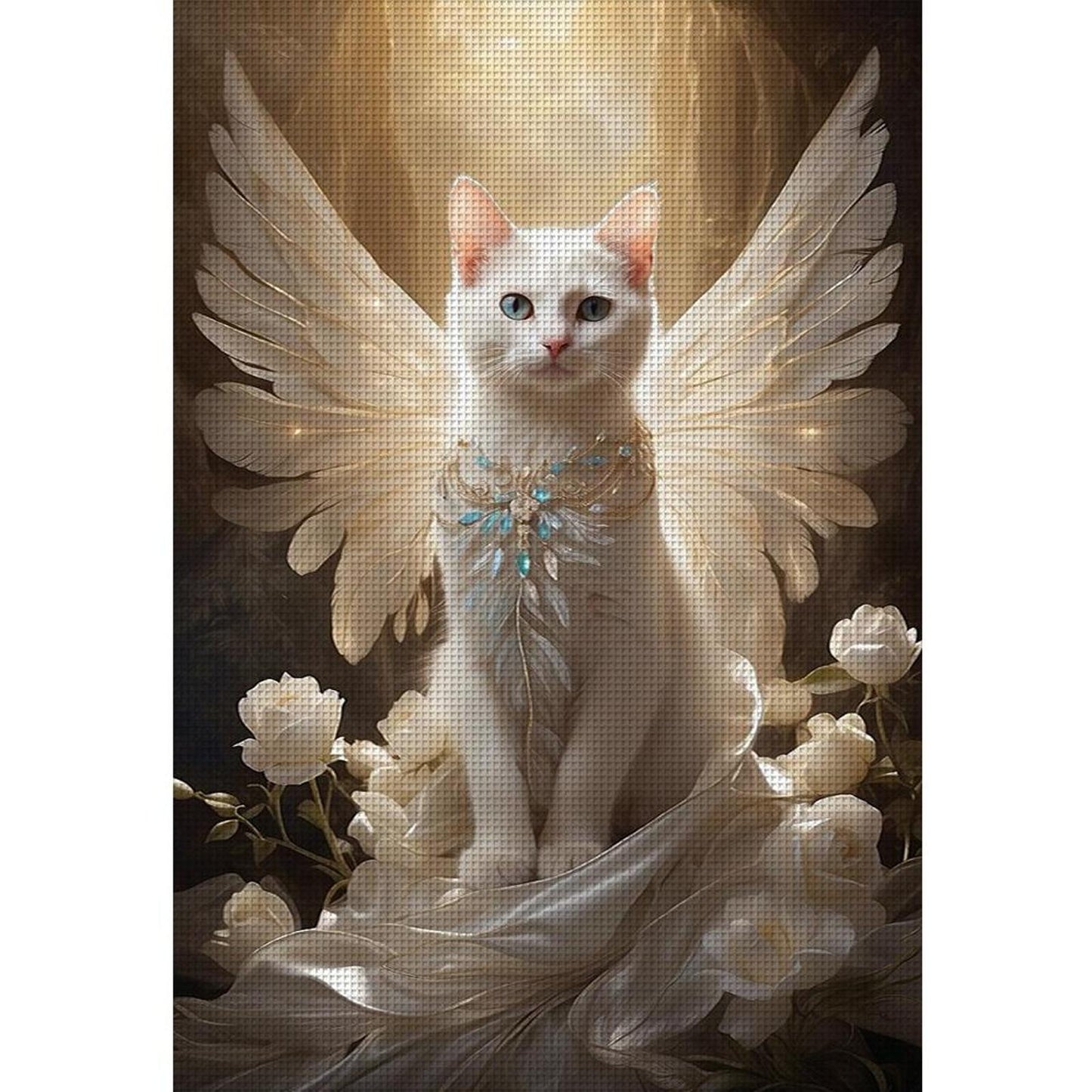Angel Cat - Full 14CT Stamped Cross Stitch 40x60CM - Huacan