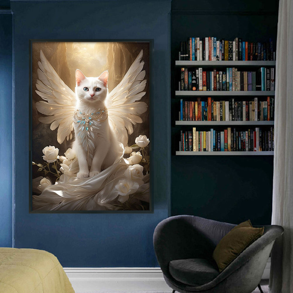Angel Cat - Full 14CT Stamped Cross Stitch 40x60CM - Huacan