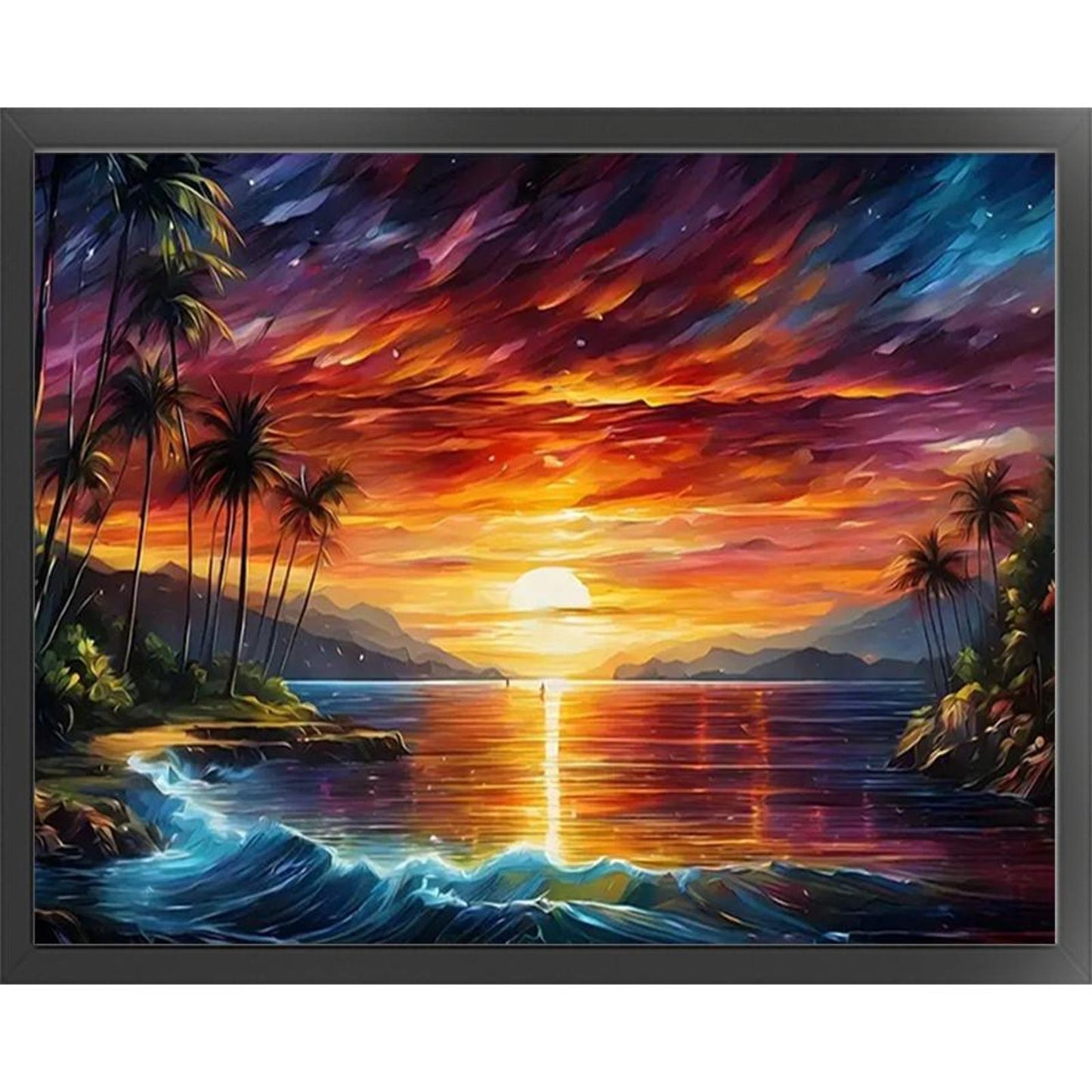 Beach Sunset - Full 14CT Stamped Cross Stitch 50x40CM - Huacan