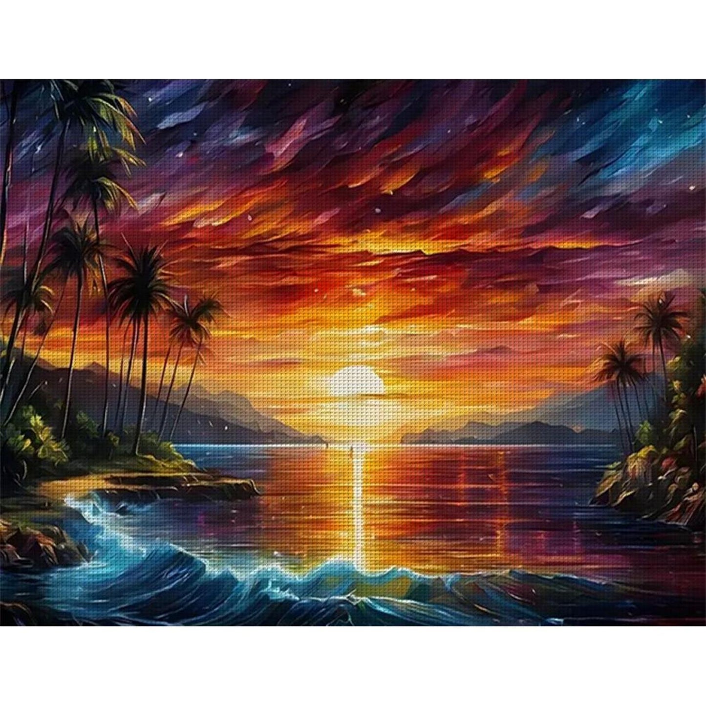 Beach Sunset - Full 14CT Stamped Cross Stitch 50x40CM - Huacan