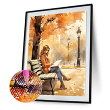 Load image into Gallery viewer, Girl Reading A Book Under The Autumn Tree 30*40CM(Canvas) Full Round Drill Diamond Painting
