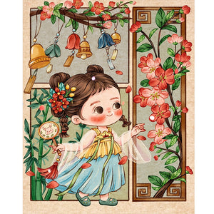 Ancient Cartoon Girl 40*50CM(Canvas) Full Round Drill Diamond Painting