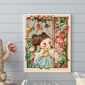 Ancient Cartoon Girl 40*50CM(Canvas) Full Round Drill Diamond Painting