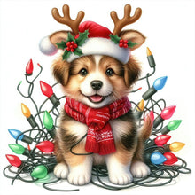 Load image into Gallery viewer, Santa Hat Puppy 30*30CM(Canvas) Full Round Drill Diamond Painting
