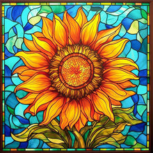 Load image into Gallery viewer, Sunflower Glass Painting 40*40CM(Picture) Full AB Round Drill Diamond Painting
