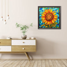 Load image into Gallery viewer, Sunflower Glass Painting 40*40CM(Picture) Full AB Round Drill Diamond Painting
