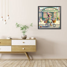 Load image into Gallery viewer, Girl Riding A Bicycle In Winter 40*40CM(Picture) Full AB Round Drill Diamond Painting
