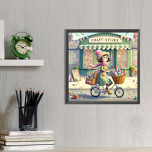 Load image into Gallery viewer, Girl Riding A Bicycle In Winter 40*40CM(Picture) Full AB Round Drill Diamond Painting
