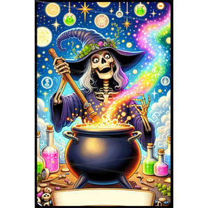 Skeleton Witch Brewing Medicine 40*60CM(Picture) Full AB Round Drill Diamond Painting