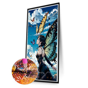 Butterfly Girl 40*70CM(Picture) Full AB Round Drill Diamond Painting