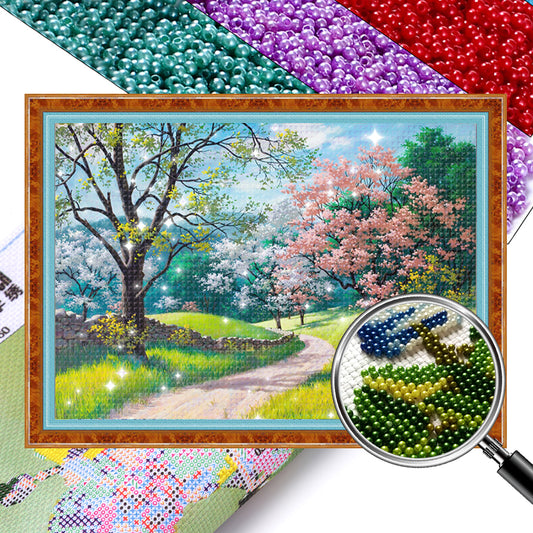 Quiet Path - Full  9CT Stamped Cross Stitch - Bead Embroidery 79x57CM/31.10x22.44in