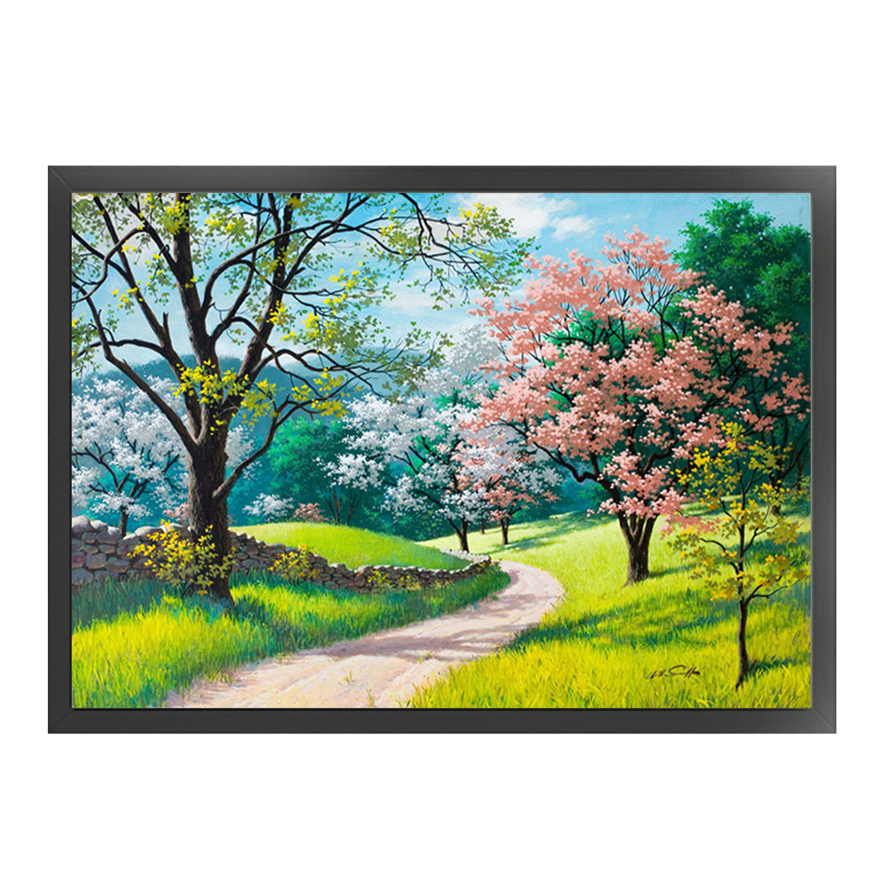 Quiet Path - Full  9CT Stamped Cross Stitch - Bead Embroidery 79x57CM/31.10x22.44in