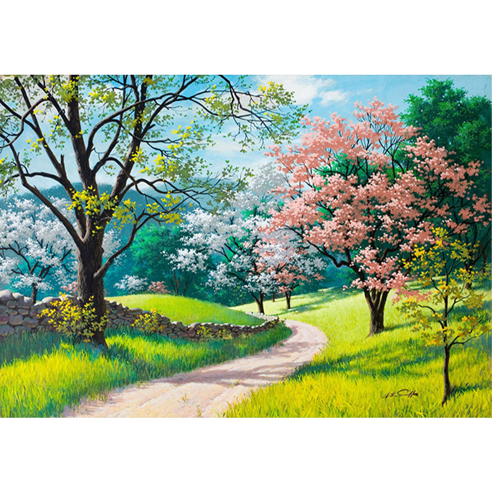 Quiet Path - Full  9CT Stamped Cross Stitch - Bead Embroidery 79x57CM/31.10x22.44in