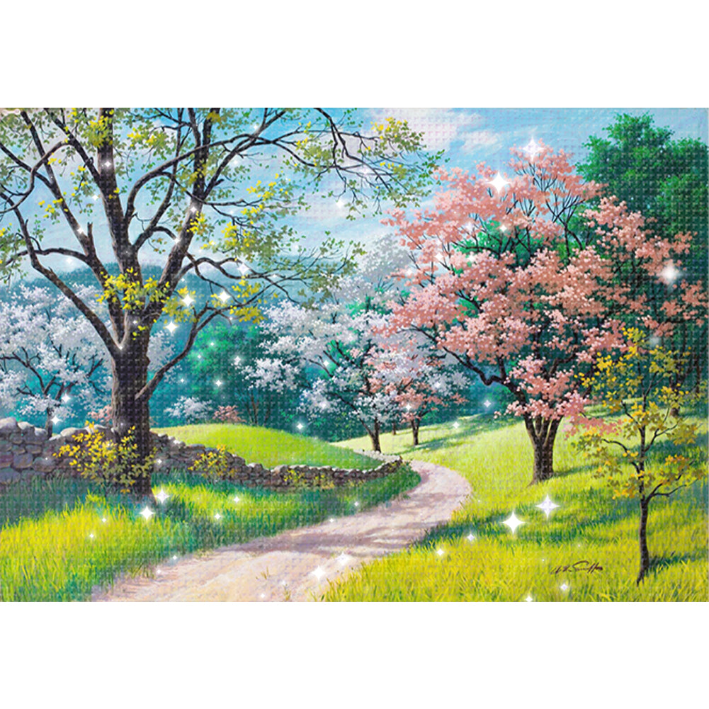 Quiet Path - Full  9CT Stamped Cross Stitch - Bead Embroidery 79x57CM/31.10x22.44in