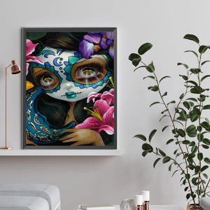 Day Of The Dead Big Eyes Girl 30*40CM(Canvas) Full Round Drill Diamond Painting