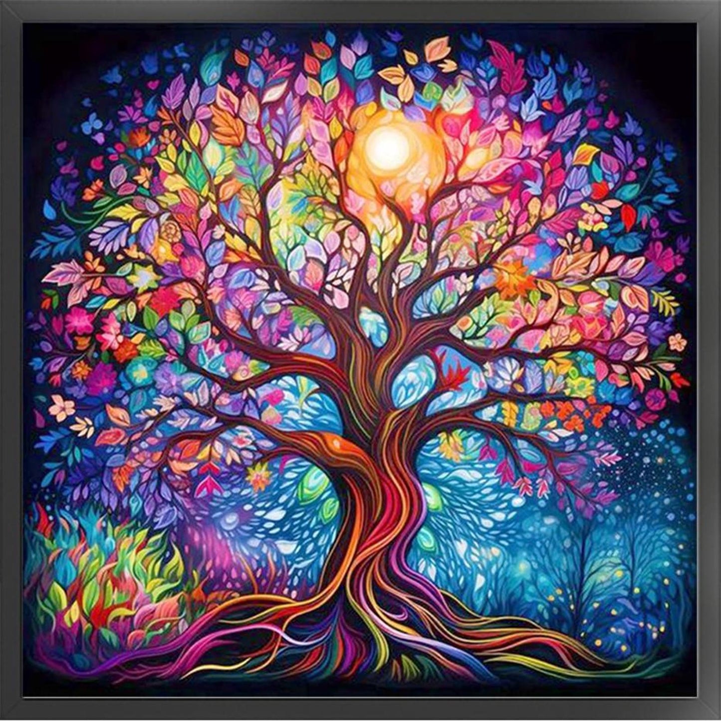 Colorful Tree Of Life - Full 14CT Stamped Cross Stitch 40x40CM - Huacan