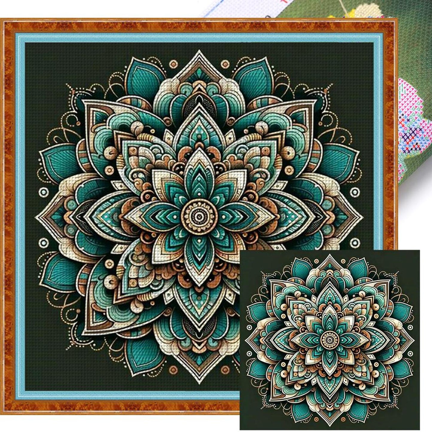 Mandala - Full 14CT Stamped Cross Stitch 40x40CM - Huacan