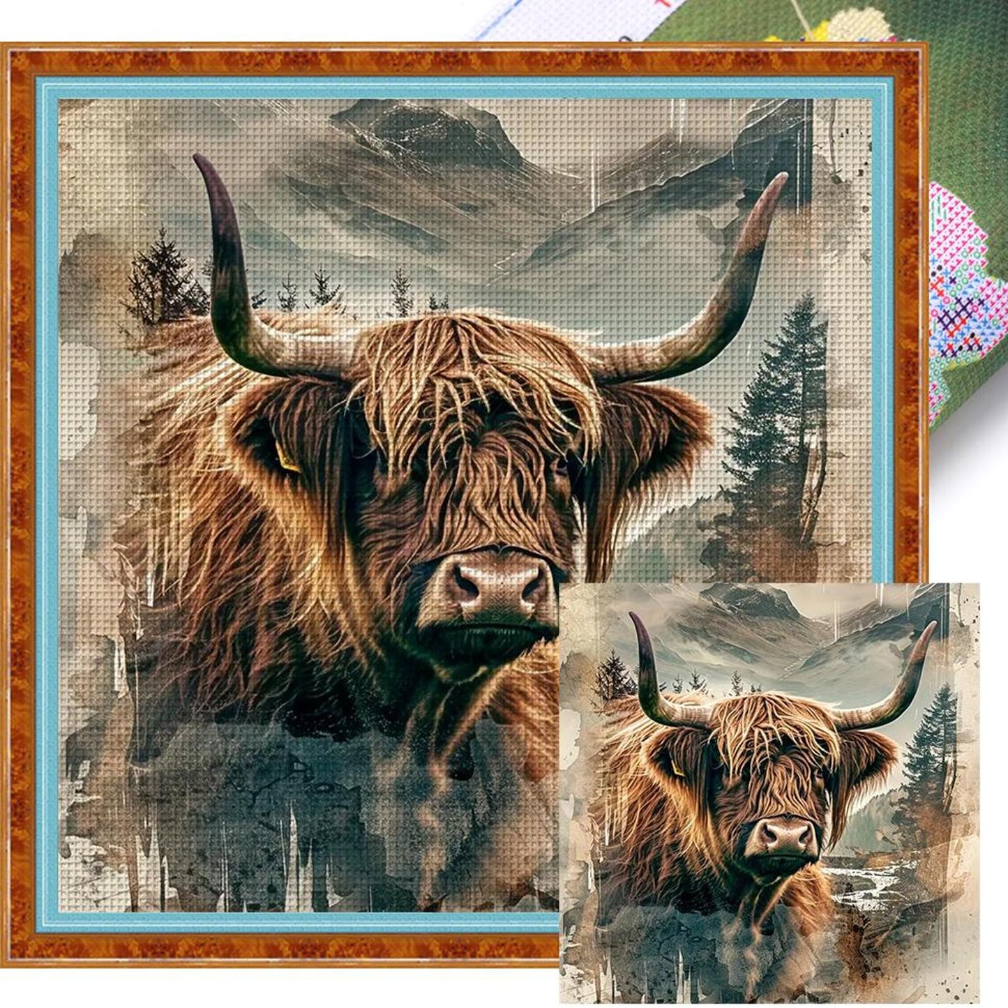 Yak - Full 14CT Stamped Cross Stitch 40x40CM - Huacan