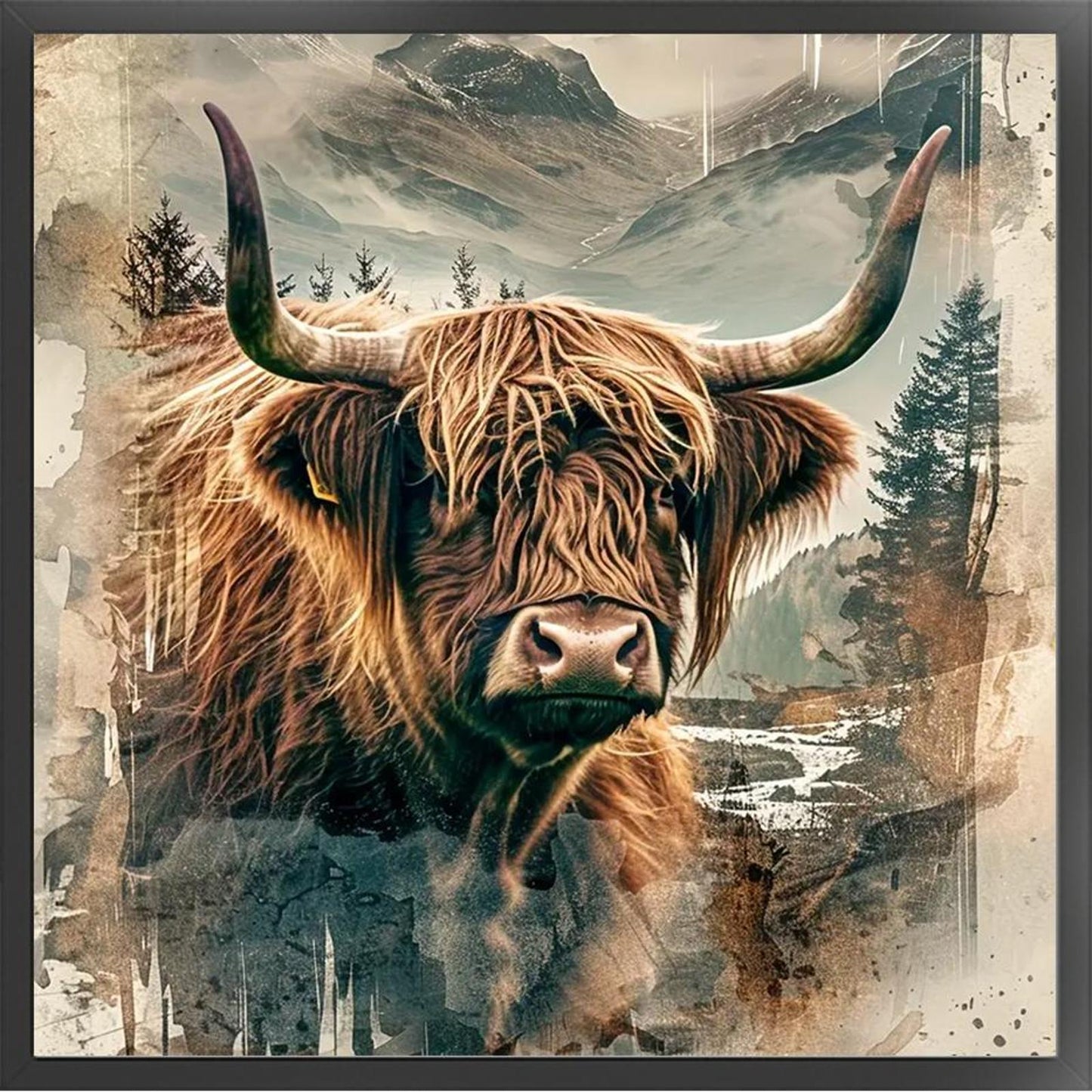 Yak - Full 14CT Stamped Cross Stitch 40x40CM - Huacan