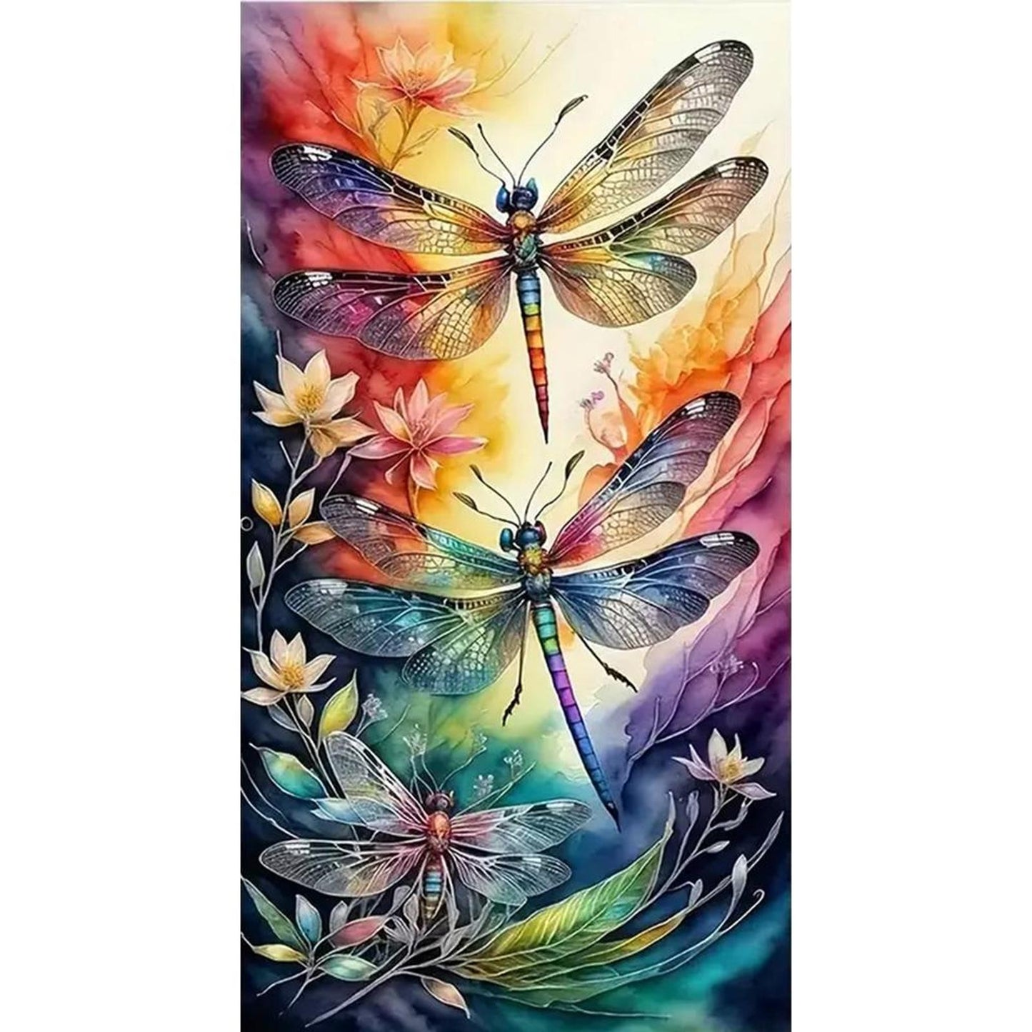 Lotus And Dragonfly - Full 14CT Stamped Cross Stitch 40x70CM - Huacan