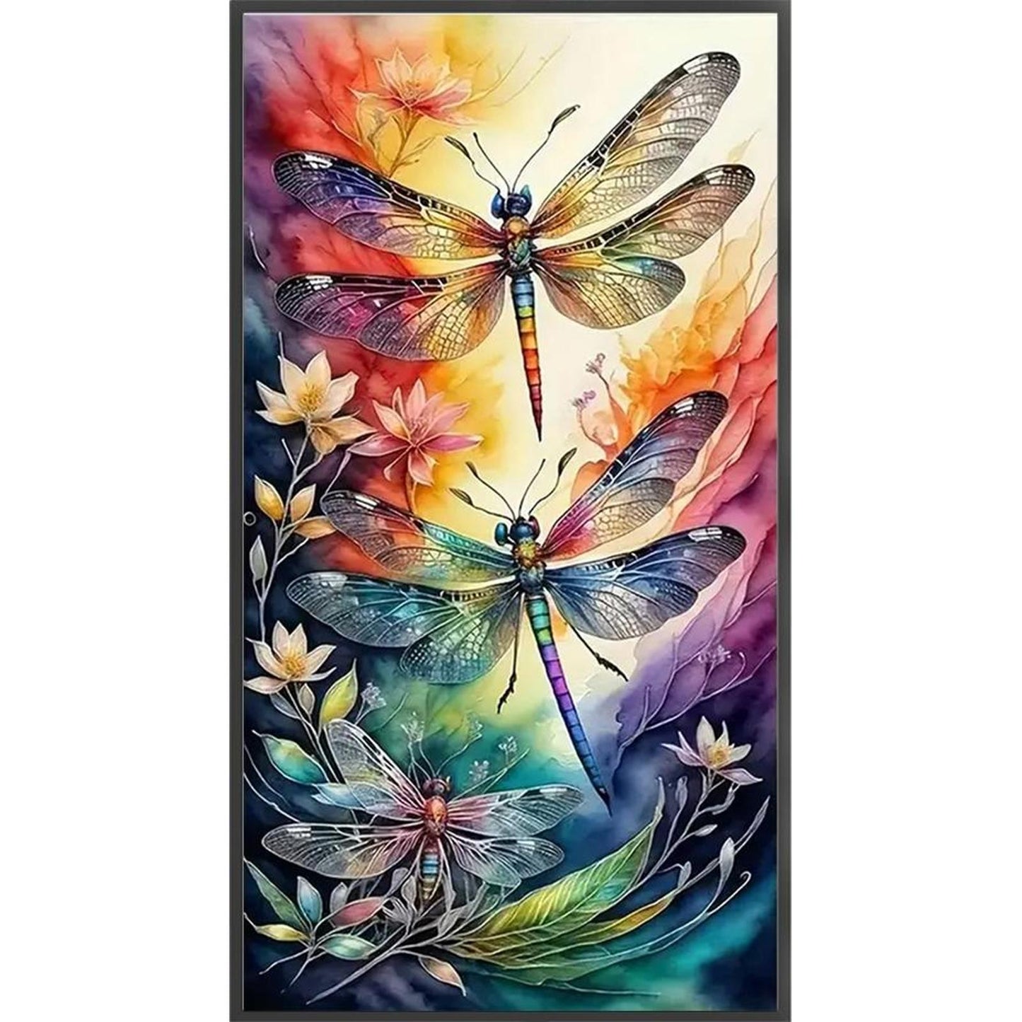 Lotus And Dragonfly - Full 14CT Stamped Cross Stitch 40x70CM - Huacan