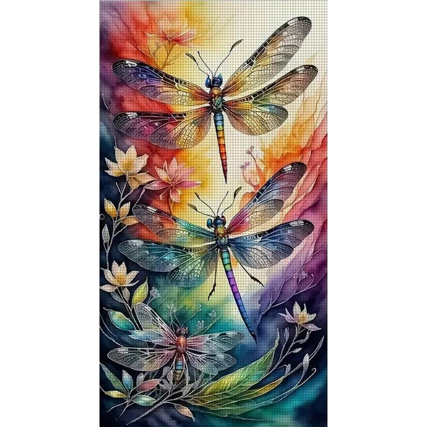 Lotus And Dragonfly - Full 14CT Stamped Cross Stitch 40x70CM - Huacan