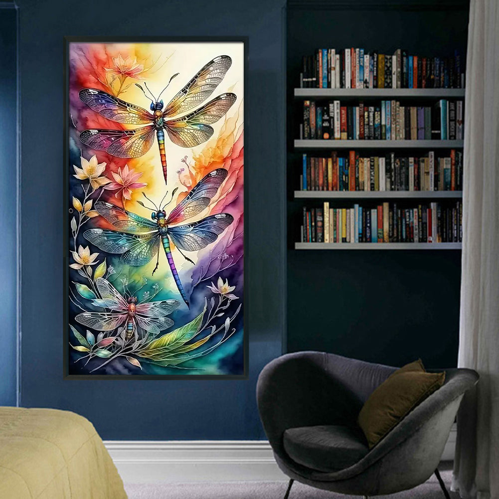 Lotus And Dragonfly - Full 14CT Stamped Cross Stitch 40x70CM - Huacan