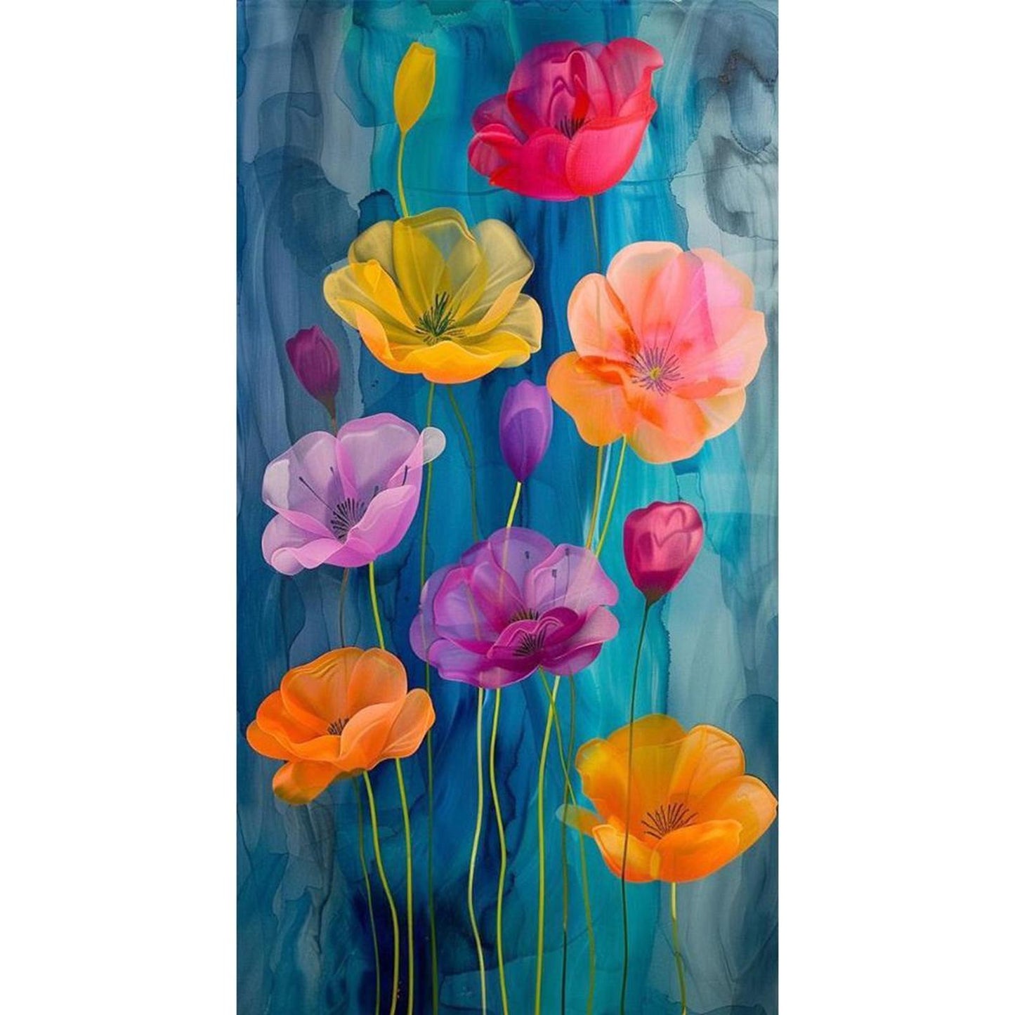 Colorful Flowers - Full 14CT Stamped Cross Stitch 40x70CM - Huacan