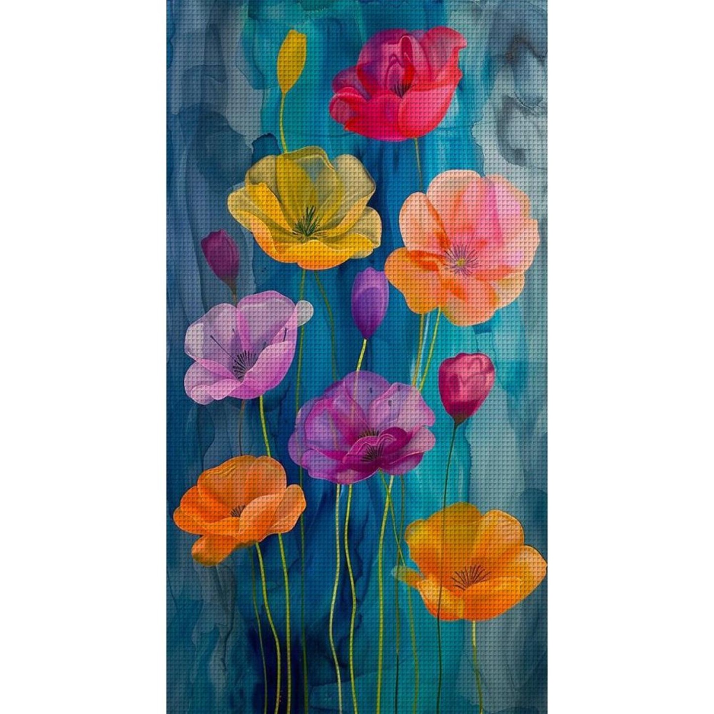 Colorful Flowers - Full 14CT Stamped Cross Stitch 40x70CM - Huacan