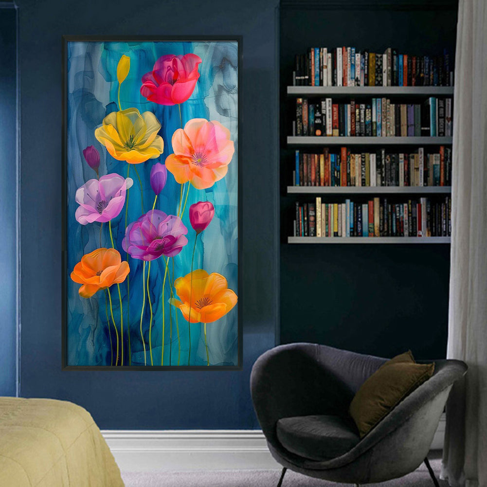 Colorful Flowers - Full 14CT Stamped Cross Stitch 40x70CM - Huacan