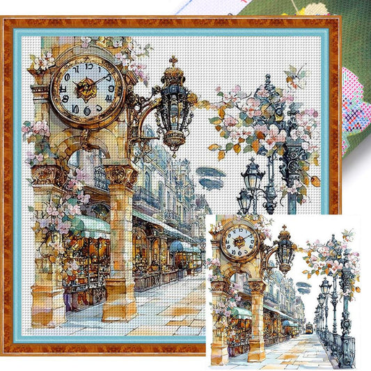 Paris Street Scenery - Full 11CT Stamped Cross Stitch 50x50CM - Yishu