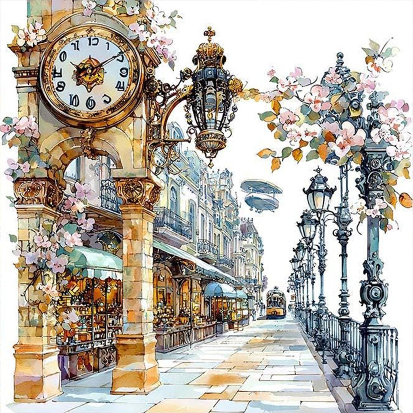 Paris Street Scenery - Full 11CT Stamped Cross Stitch 50x50CM - Yishu