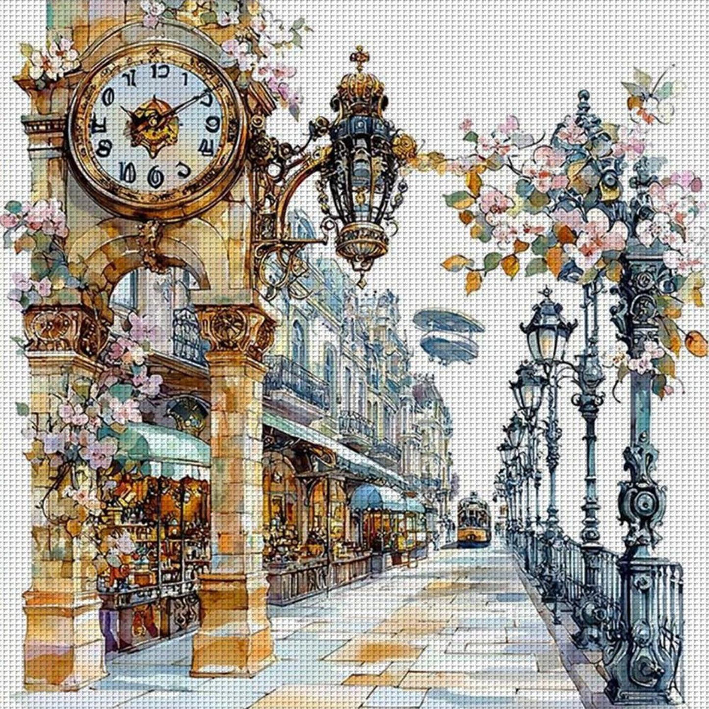 Paris Street Scenery - Full 11CT Stamped Cross Stitch 50x50CM - Yishu