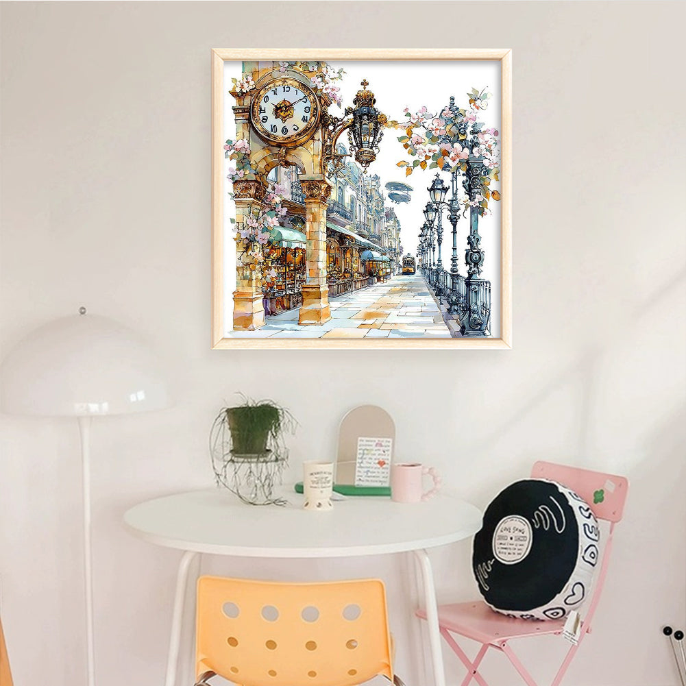 Paris Street Scenery - Full 11CT Stamped Cross Stitch 50x50CM - Yishu