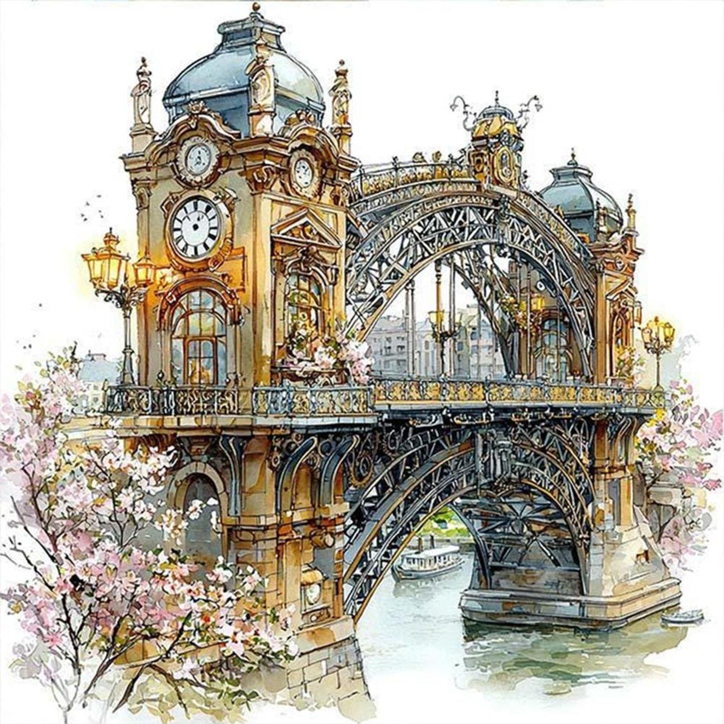 Paris Street Scenery - Full 11CT Stamped Cross Stitch 50x50CM - Yishu