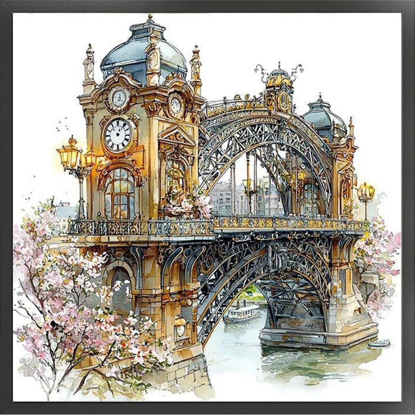 Paris Street Scenery - Full 11CT Stamped Cross Stitch 50x50CM - Yishu