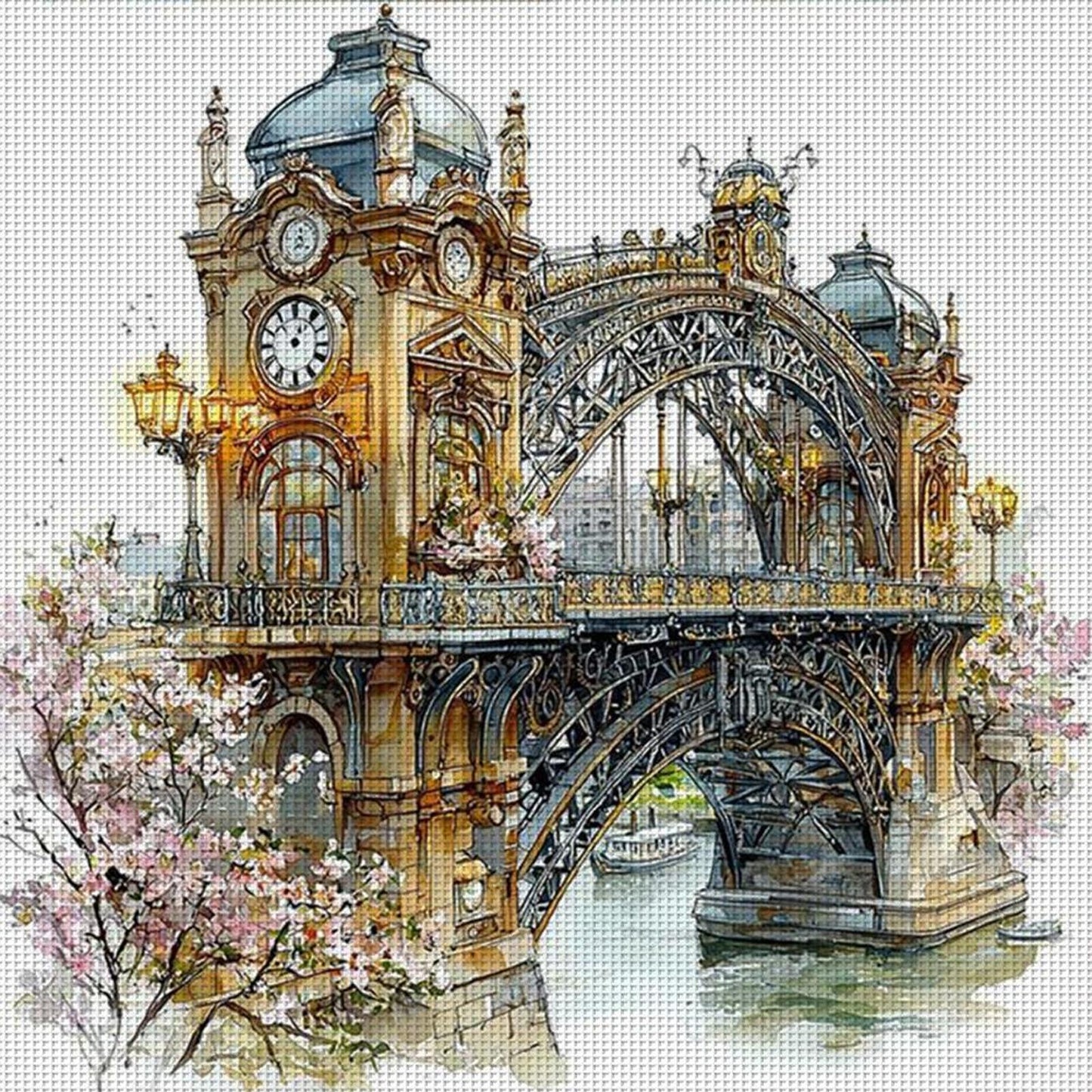 Paris Street Scenery - Full 11CT Stamped Cross Stitch 50x50CM - Yishu