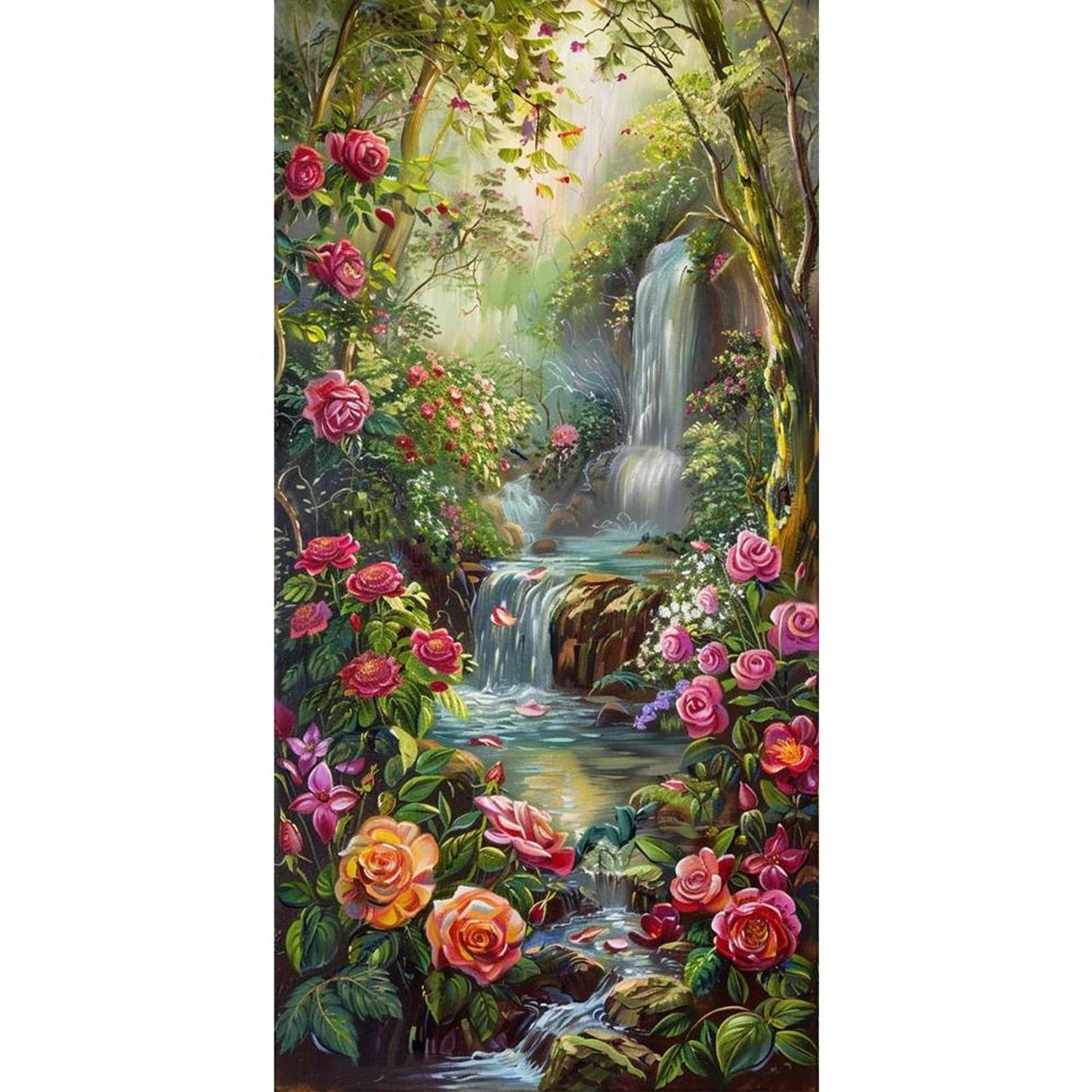 Rose Mountain Stream - Full 11CT Stamped Cross Stitch 40x80CM - Yishu