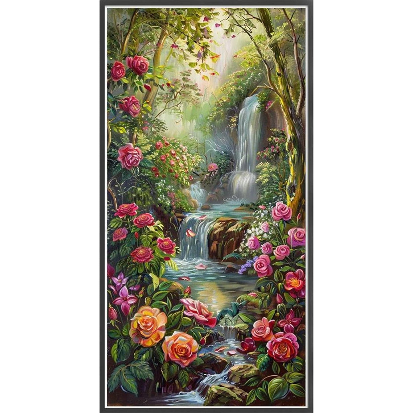 Rose Mountain Stream - Full 11CT Stamped Cross Stitch 40x80CM - Yishu