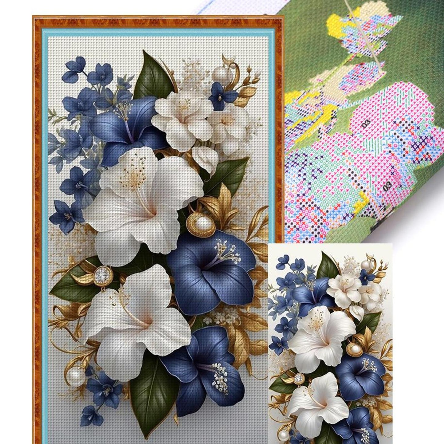 Flowers - Full 11CT Stamped Cross Stitch 40x70CM - Yishu