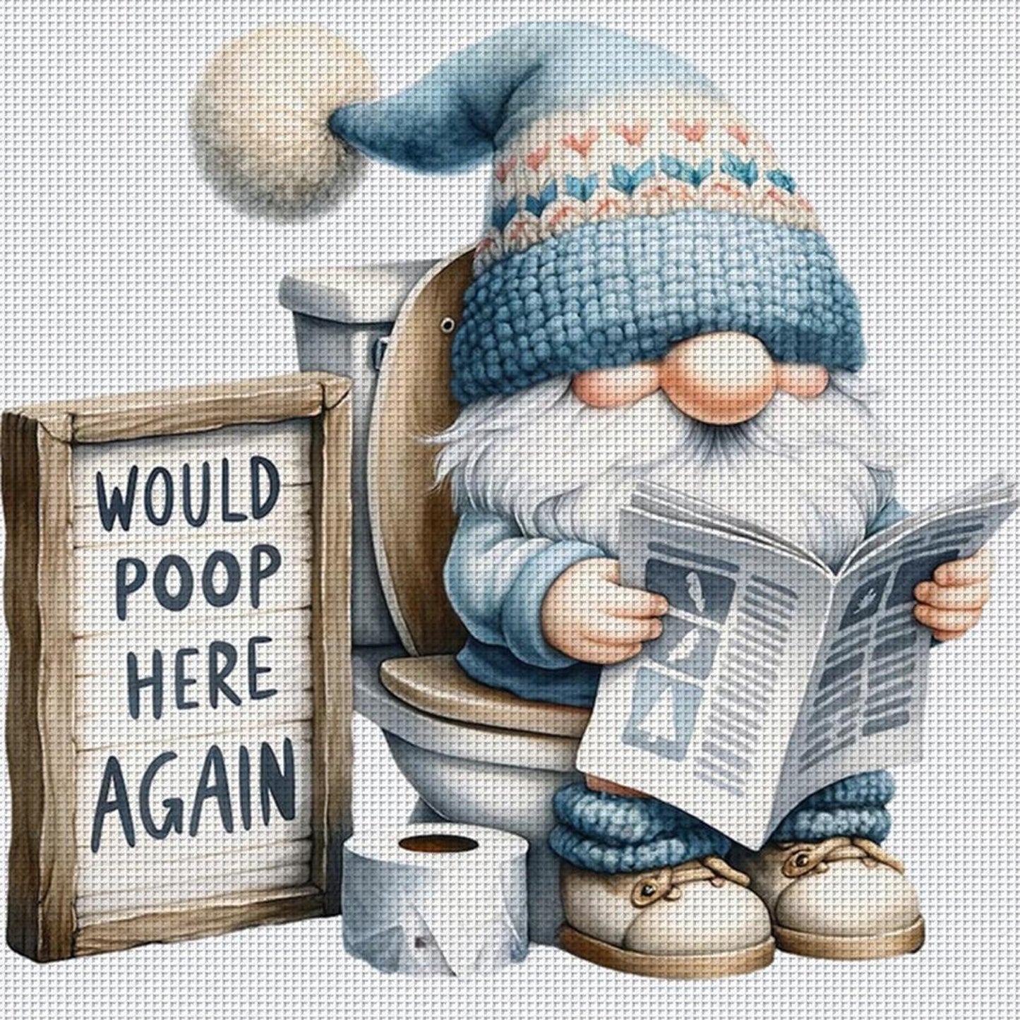 Dryad Reading Newspaper - Full 11CT Stamped Cross Stitch 45x45CM - Yishu