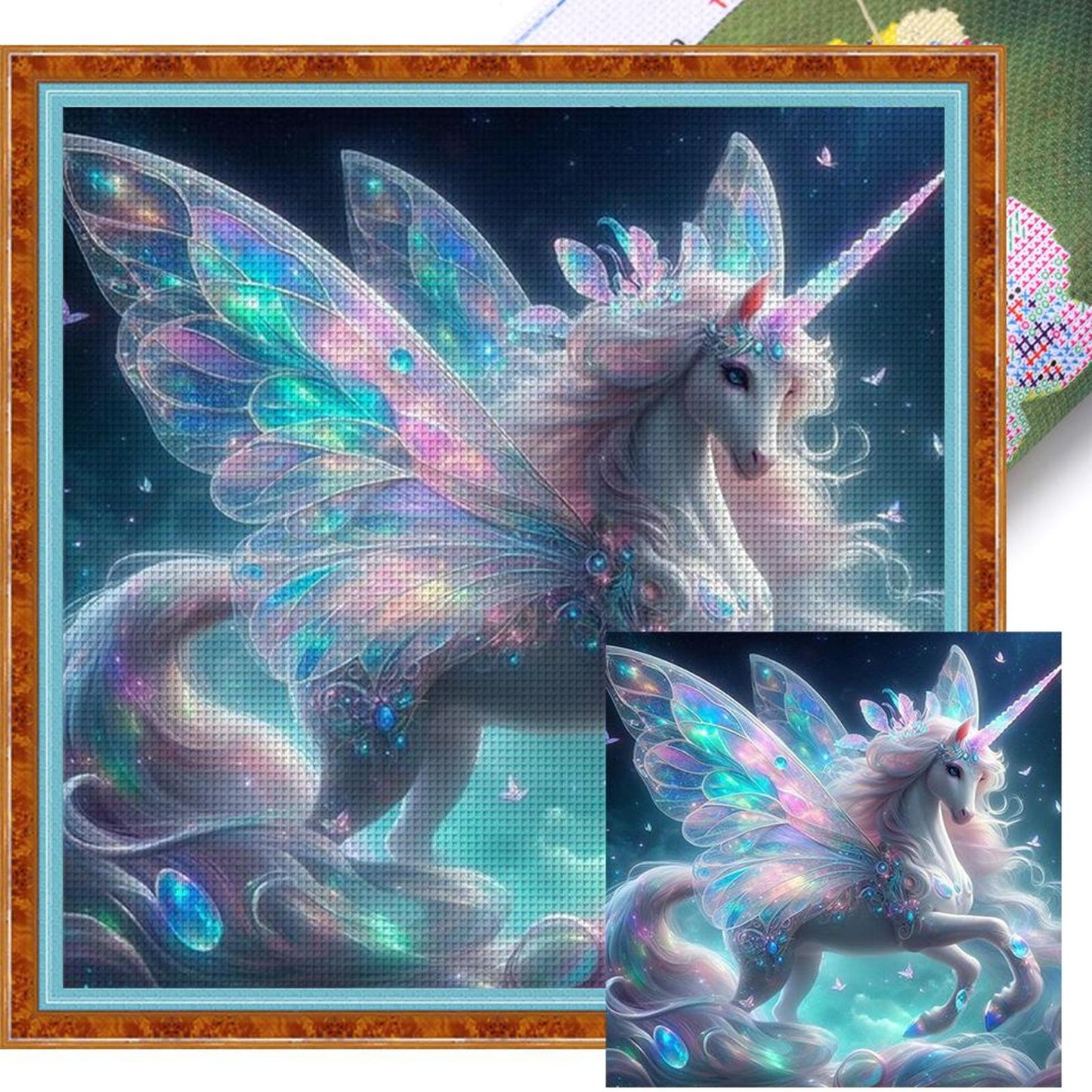 Colorful Unicorn - Full 11CT Stamped Cross Stitch 50x50CM - Yishu