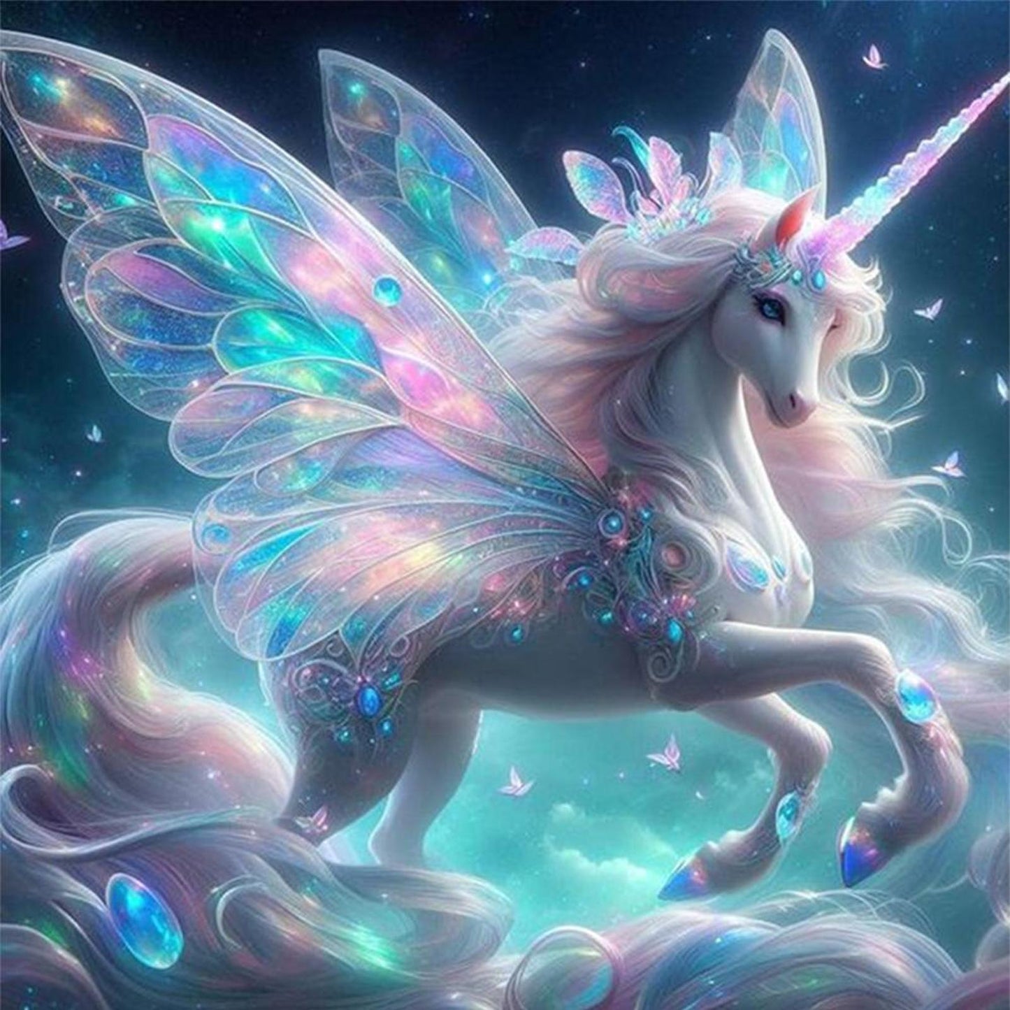 Colorful Unicorn - Full 11CT Stamped Cross Stitch 50x50CM - Yishu